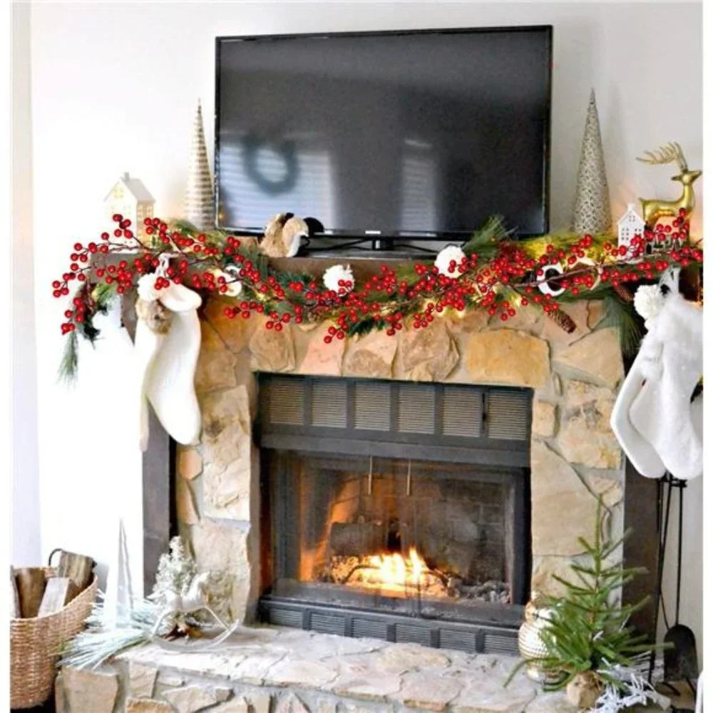 Red Berry Christmas Garland, 6FT Artificial Garland Indoor Outdoor Decoration